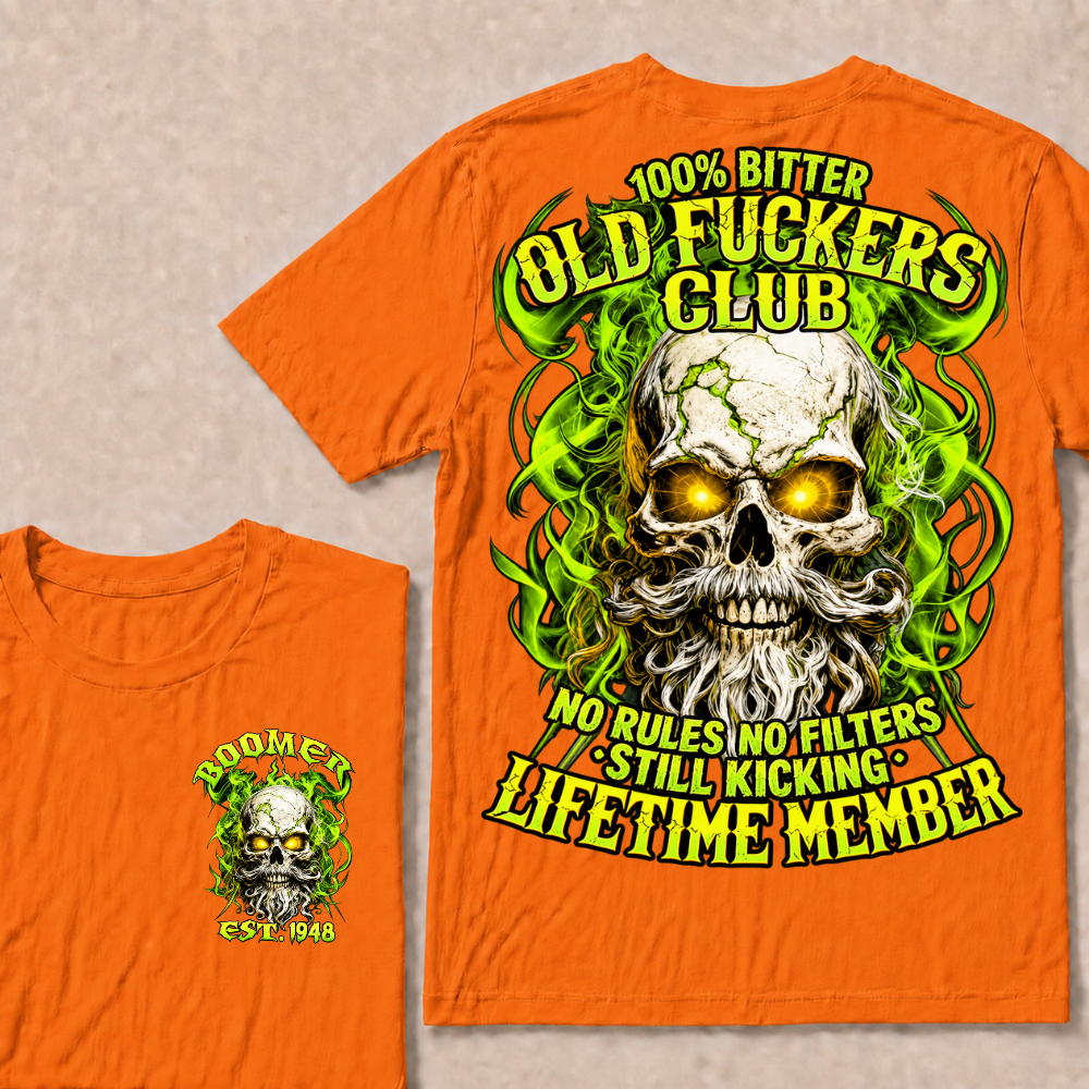 Boomer Custom Year Old Fuckers Club Vintage Cracked Bearded Skull Green Smoke T-Shirt
