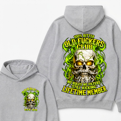 Boomer Custom Year Old Fuckers Club Vintage Cracked Bearded Skull Green Swirl Smoke Hoodie