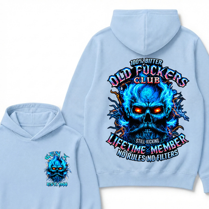 Gen X Custom Year Old Fuckers Club 100% Bitter Lifetime Member Skull Hoodie