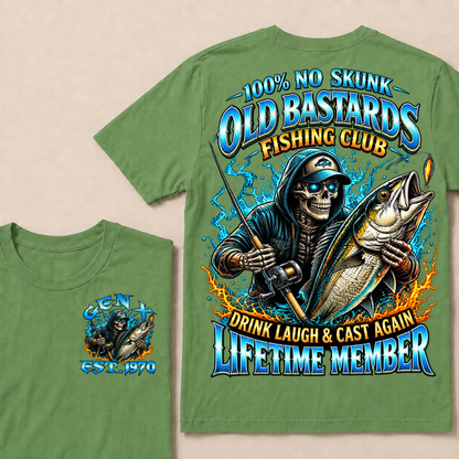 100% No Skunk Old Bastards Fishing Club Custom Year T-shirt