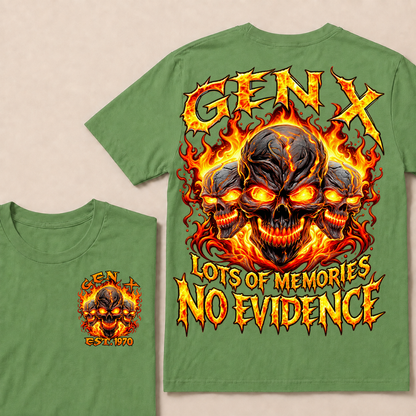 Gen X Lots Of Memories No Evidence Custom Year Skull T-Shirt