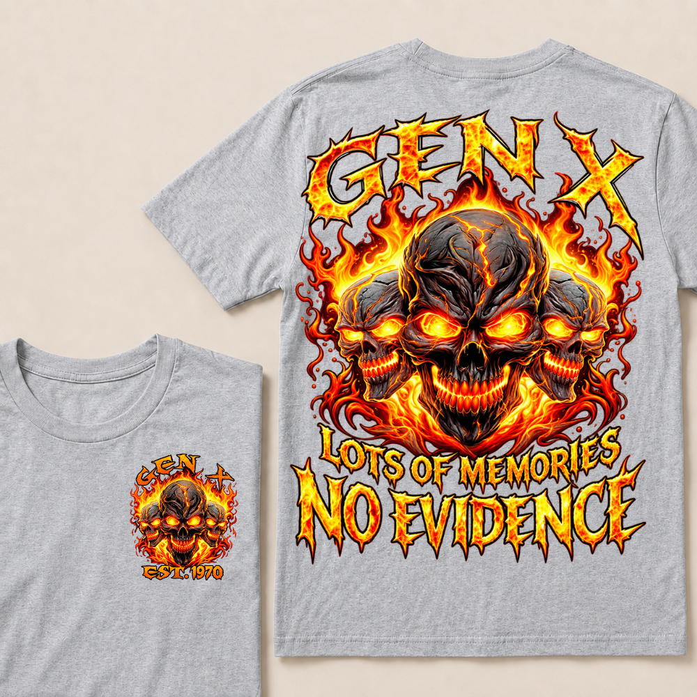 Gen X Lots Of Memories No Evidence Custom Year Skull T-Shirt