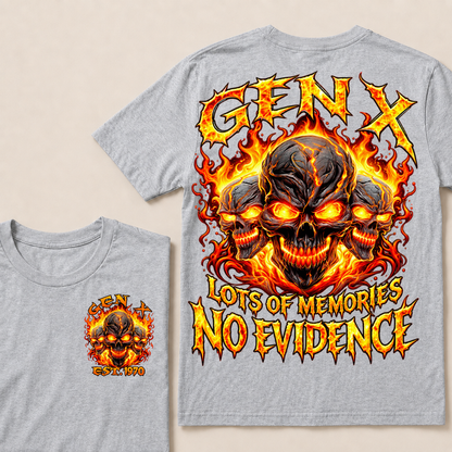 Gen X Lots Of Memories No Evidence Custom Year Skull T-Shirt