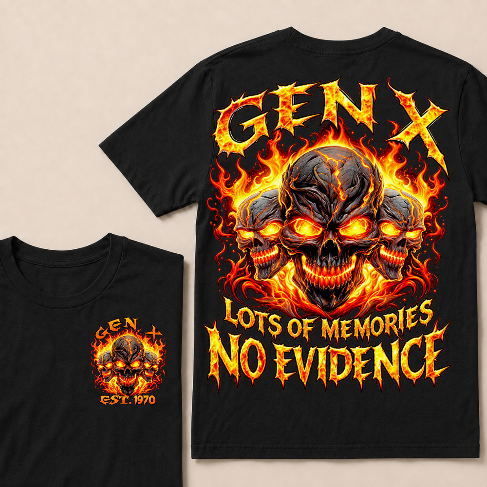 Gen X Lots Of Memories No Evidence Custom Year Skull T-Shirt