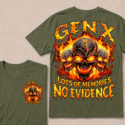 Gen X Lots Of Memories No Evidence Custom Year Skull T-Shirt