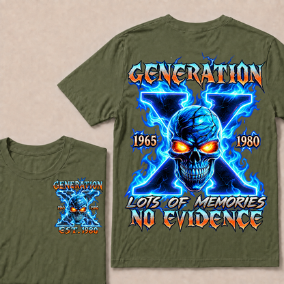 Generation X Lots Of Memories No Evidence Custom Year Skull T-Shirt