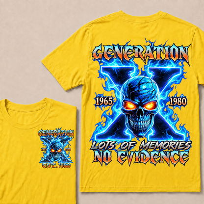 Generation X Lots Of Memories No Evidence Custom Year Skull T-Shirt
