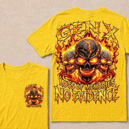 Gen X Lots Of Memories No Evidence Custom Year Skull T-Shirt