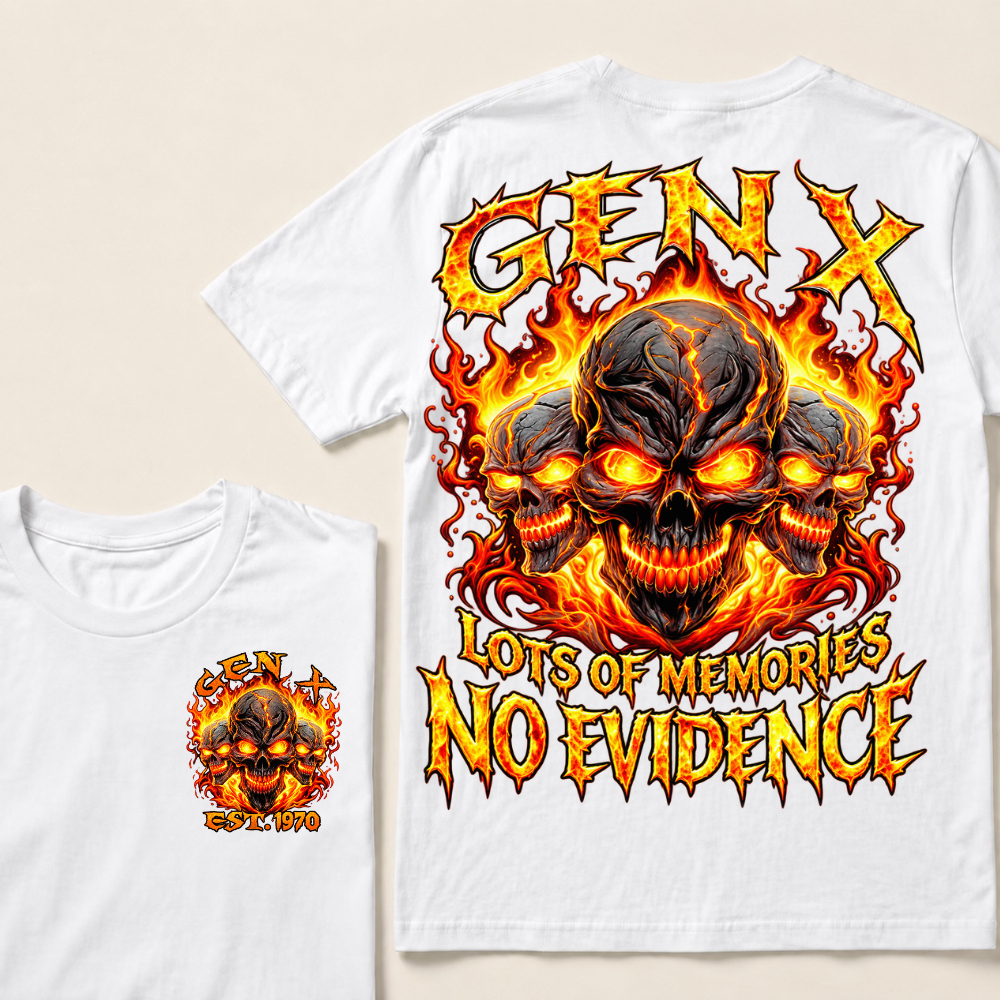 Gen X Lots Of Memories No Evidence Custom Year Skull T-Shirt