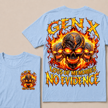 Gen X Lots Of Memories No Evidence Custom Year Skull T-Shirt