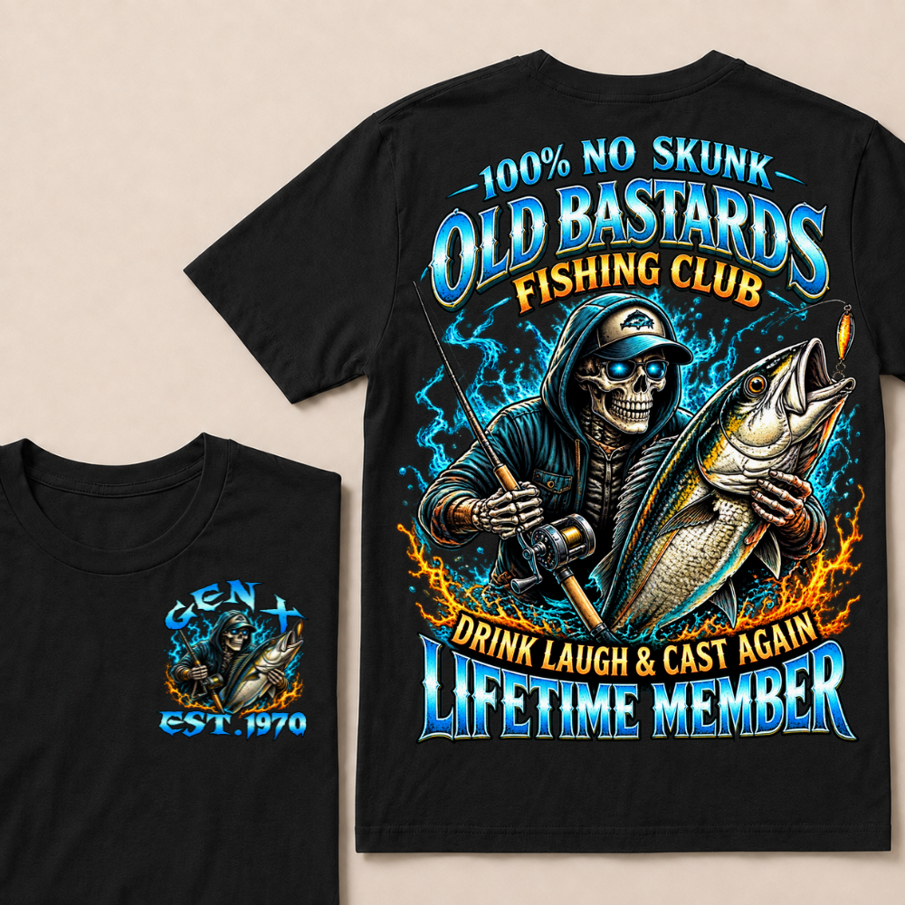 100% No Skunk Old Bastards Fishing Club Custom Year T-shirt