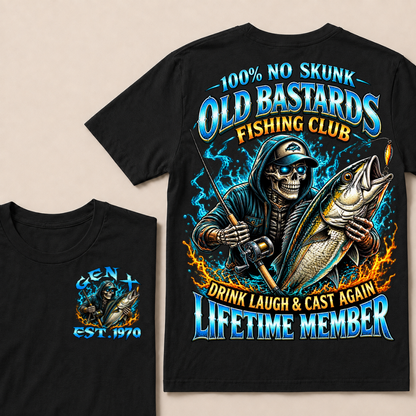 100% No Skunk Old Bastards Fishing Club Custom Year T-shirt
