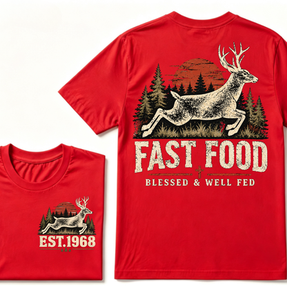 Fast Food Blessed & Well Fed Est. Year Tee