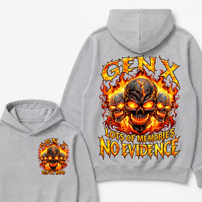 Gen X Lots Of Memories No Evidence Custom Year Skull Hoodie