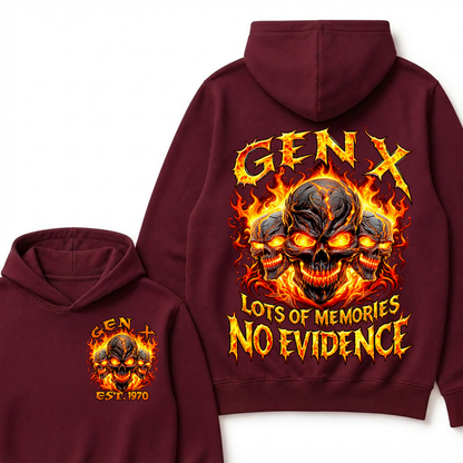 Gen X Lots Of Memories No Evidence Custom Year Skull Hoodie