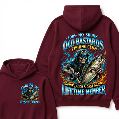 Gen X Custom Year Old Bastards Fishing Club Skeleton Hoodie