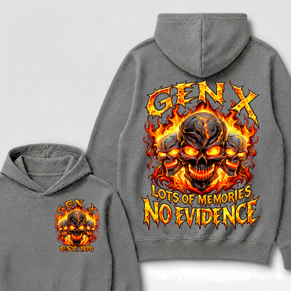 Gen X Lots Of Memories No Evidence Custom Year Skull Hoodie