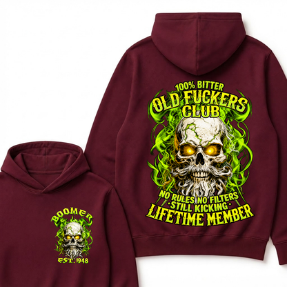 Boomer Custom Year Old Fuckers Club Vintage Cracked Bearded Skull Green Swirl Smoke Hoodie