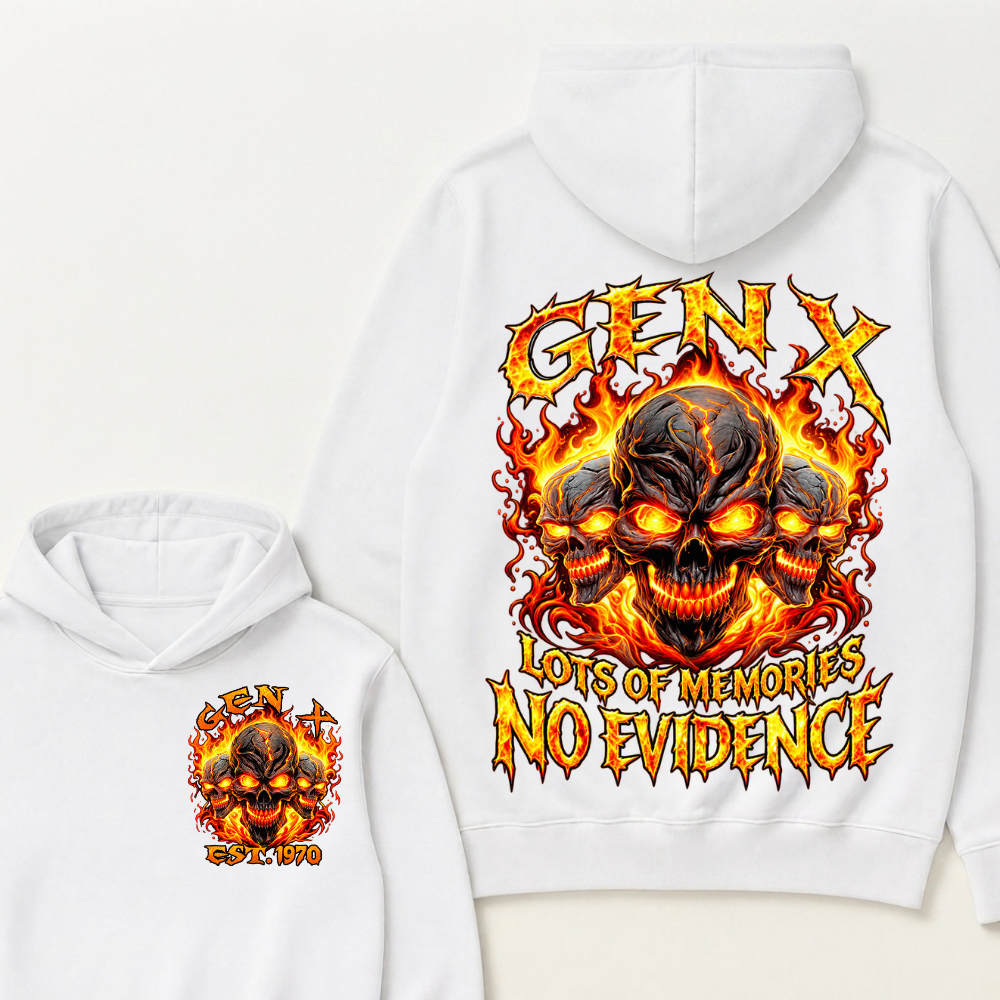 Gen X Lots Of Memories No Evidence Custom Year Skull Hoodie