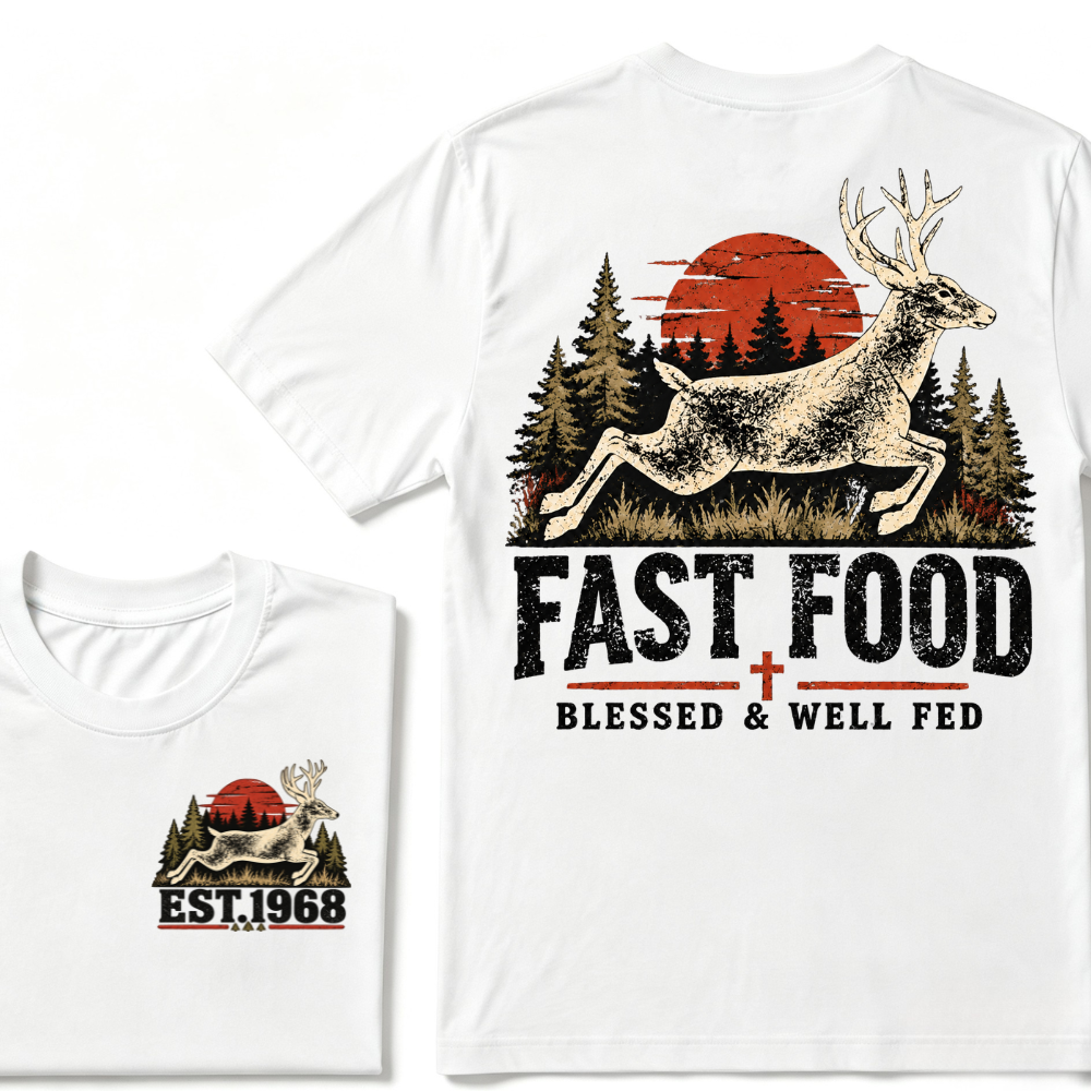 Fast Food Blessed & Well Fed Est. Year Tee
