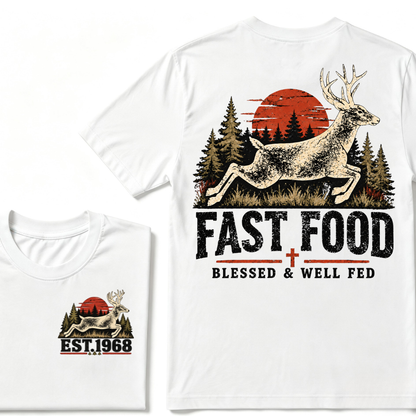 Fast Food Blessed & Well Fed Est. Year Tee