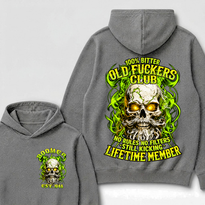 Boomer Custom Year Old Fuckers Club Vintage Cracked Bearded Skull Green Swirl Smoke Hoodie