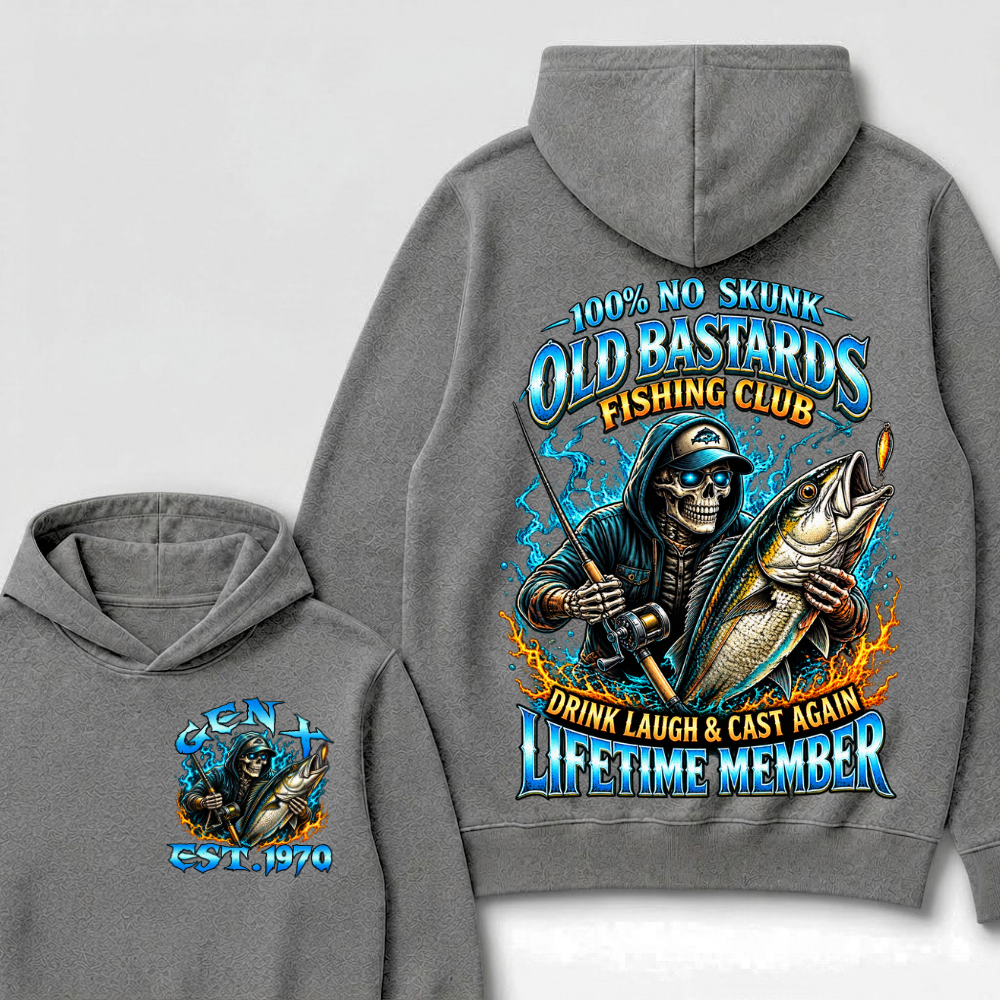 Gen X Custom Year Old Bastards Fishing Club Skeleton Hoodie