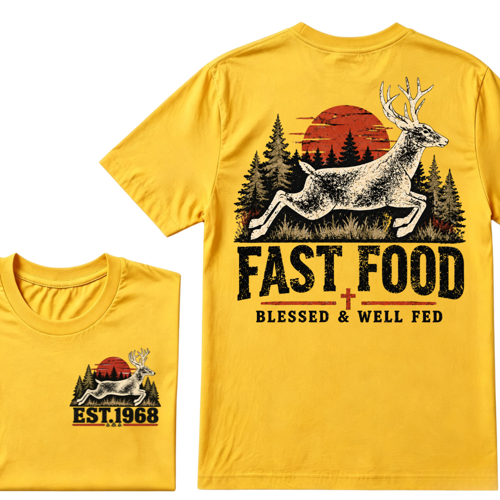 Fast Food Blessed & Well Fed Est. Year Tee