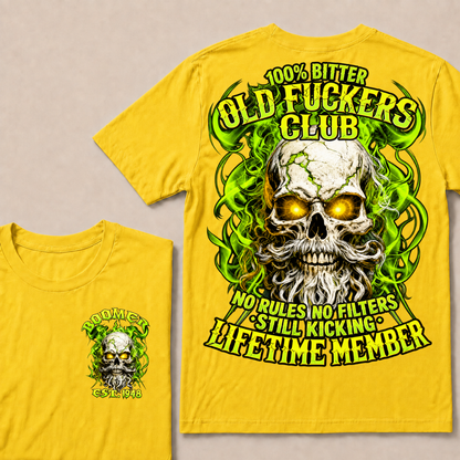 Boomer Custom Year Old Fuckers Club Vintage Cracked Bearded Skull Green Smoke T-Shirt