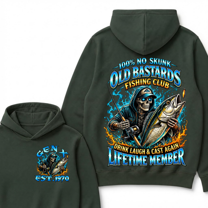 Gen X Custom Year Old Bastards Fishing Club Skeleton Hoodie