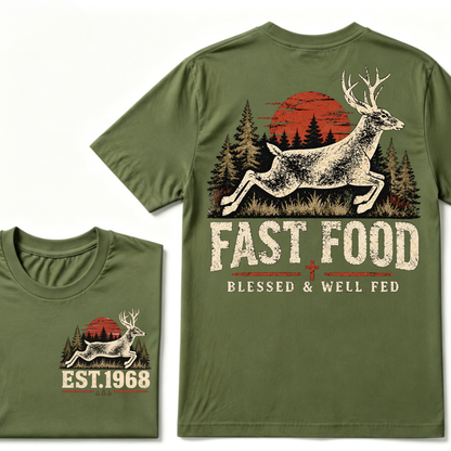 Fast Food Blessed & Well Fed Est. Year Tee