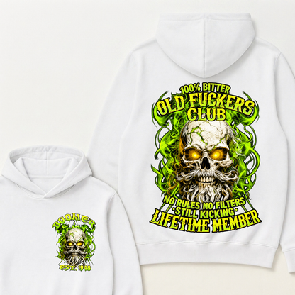 Boomer Custom Year Old Fuckers Club Vintage Cracked Bearded Skull Green Swirl Smoke Hoodie