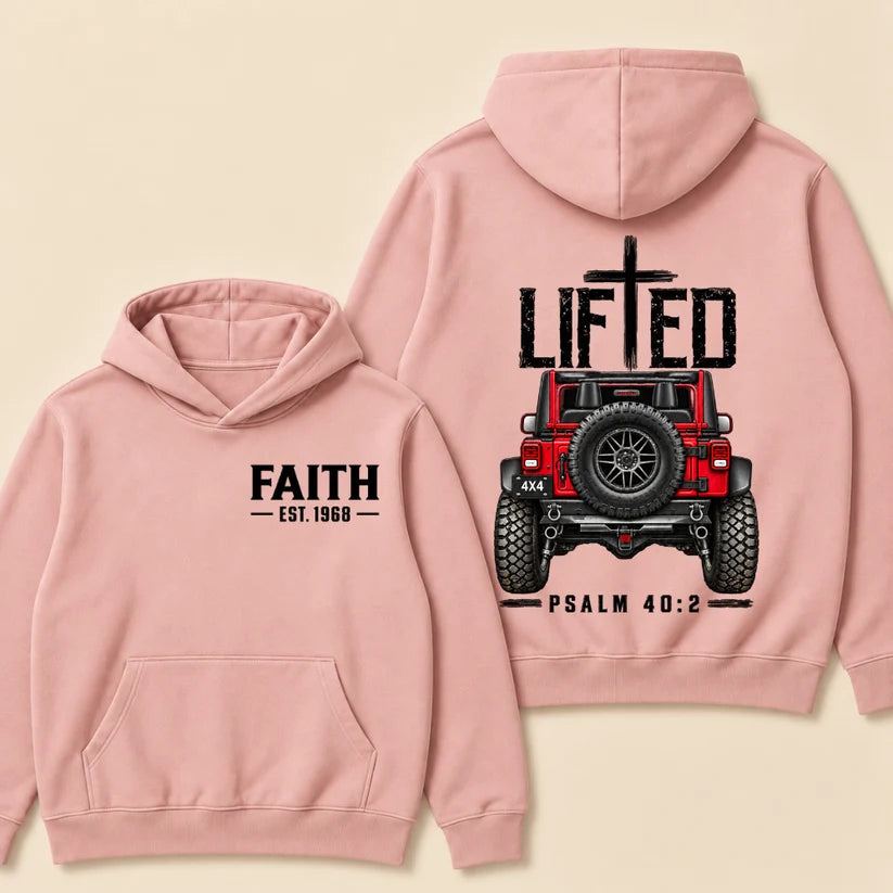 Lifted Faith 4x4 Jeep Hoodie | Custom Est Year Christian Off-Road Hoodie