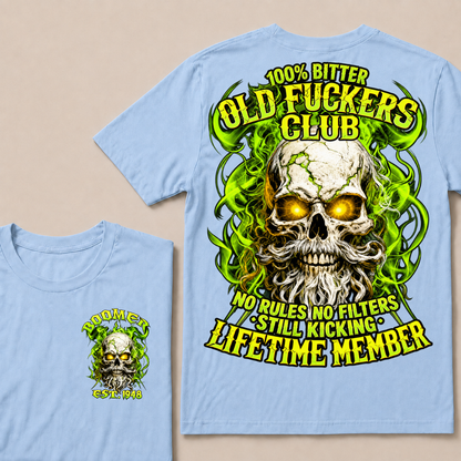 Boomer Custom Year Old Fuckers Club Vintage Cracked Bearded Skull Green Smoke T-Shirt