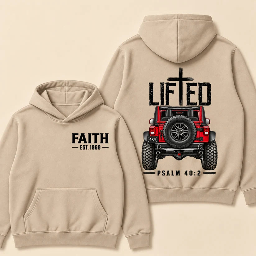 Lifted Faith 4x4 Jeep Hoodie | Custom Est Year Christian Off-Road Hoodie