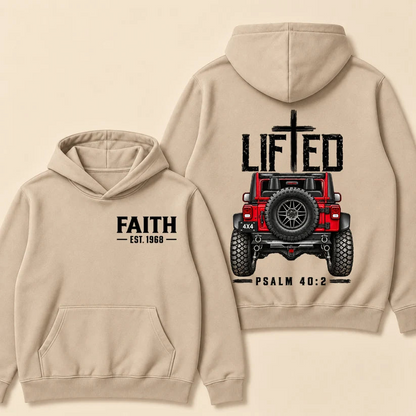 Lifted Faith 4x4 Jeep Hoodie | Custom Est Year Christian Off-Road Hoodie