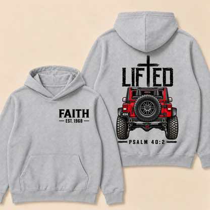 Lifted Faith 4x4 Jeep Hoodie | Custom Est Year Christian Off-Road Hoodie