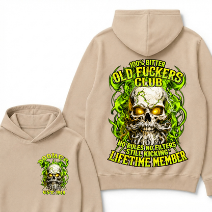 Boomer Custom Year Old Fuckers Club Vintage Cracked Bearded Skull Green Swirl Smoke Hoodie