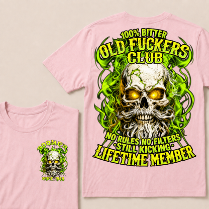 Boomer Custom Year Old Fuckers Club Vintage Cracked Bearded Skull Green Smoke T-Shirt