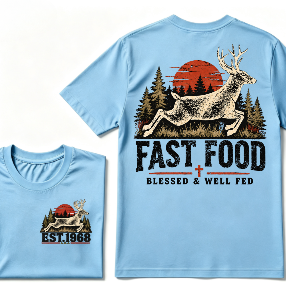 Fast Food Blessed & Well Fed Est. Year Tee