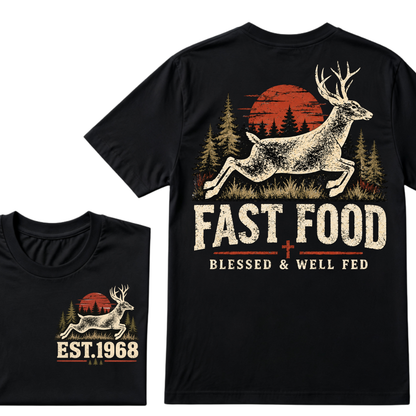 Fast Food Blessed & Well Fed Est. Year Tee