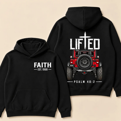 Lifted Faith 4x4 Jeep Hoodie | Custom Est Year Christian Off-Road Hoodie