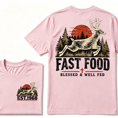 Fast Food Blessed & Well Fed Est. Year Tee